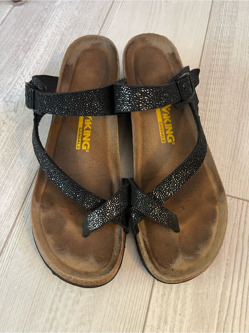 Viking Tofino Toe-Loop Cork Wedge Sandals "Black Studs" colour Size 11 (42)